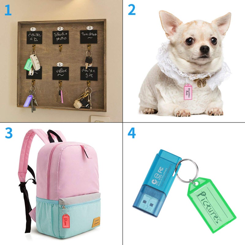 Cuttte 16 Pack Plastic Key Tags, Key Labels with Ring and Label Window, 8 Colors - Image 5